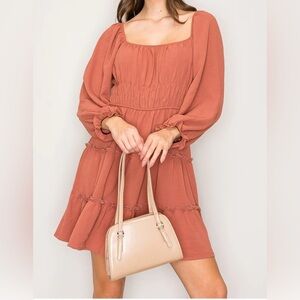 Popular 21 Tiered Dress with Puff Sleeves